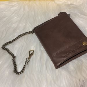 Contacts genuine leather wallet with chain